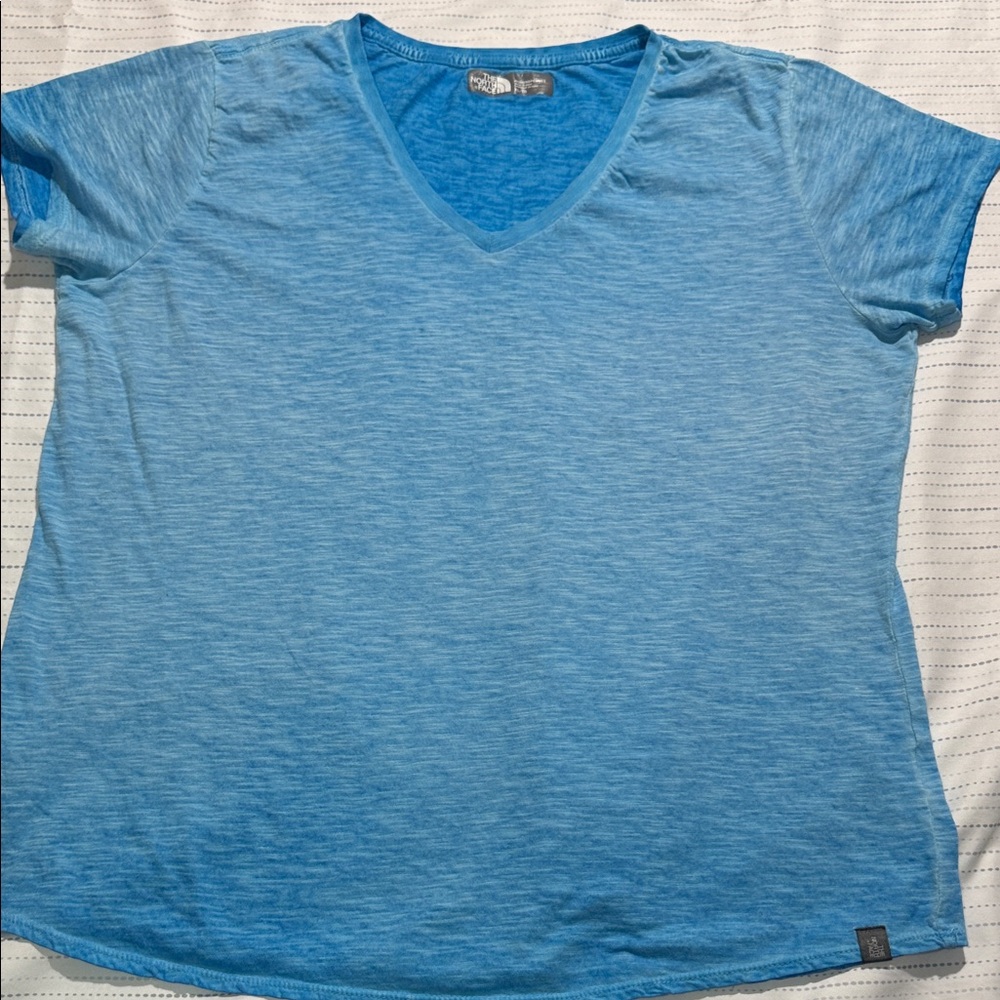 The North Face Heathered Sky Blue V-Neck Tee